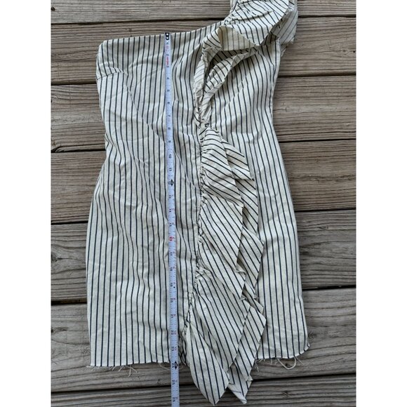 Zara‎ Trafaluc Denim asymmetric Striped Mini dress Women's Raw Hem Sz XS - Picture 5 of 10